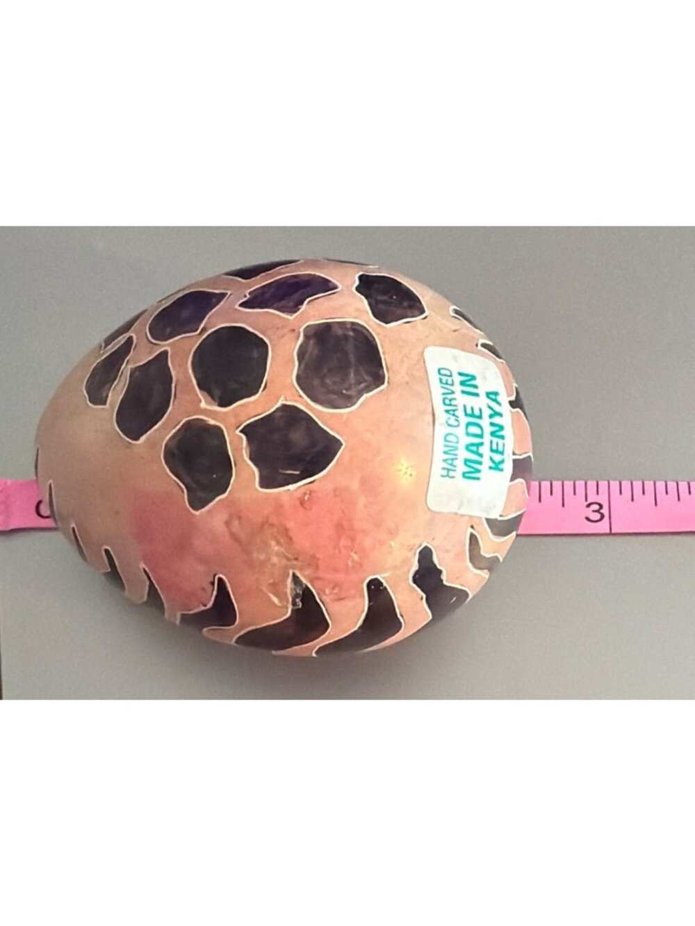 Soapstone Hand Carved Egg Soapstone Zebra Stripes Spots Safari 2.5" Kenya - Picture 5 of 5